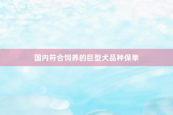国内符合饲养的巨型犬品种保举